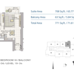 1 Bedroom Floor Plan at Creek Horizon 6