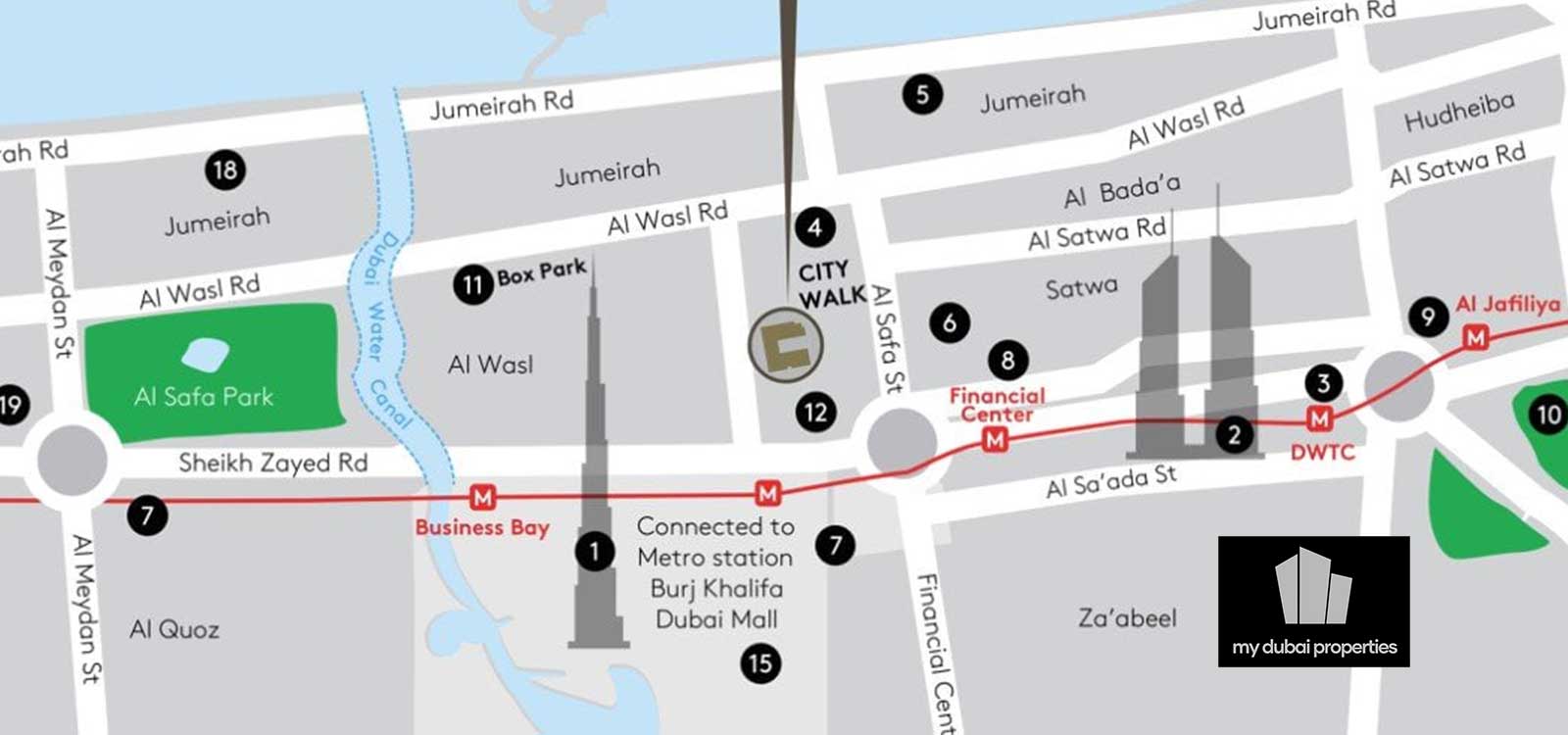 City Walk Dubai Connectivity Map