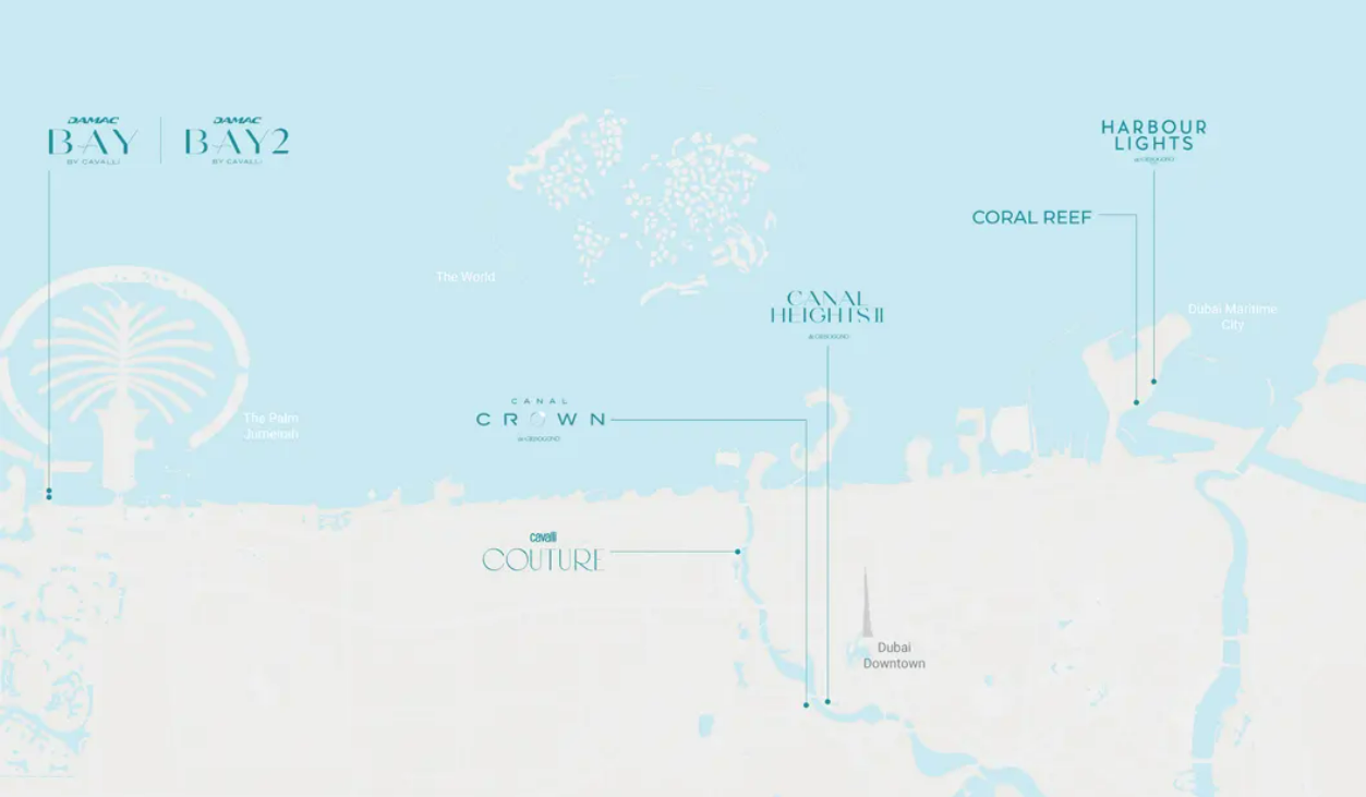 Damac Skyluxe Collection Location Map