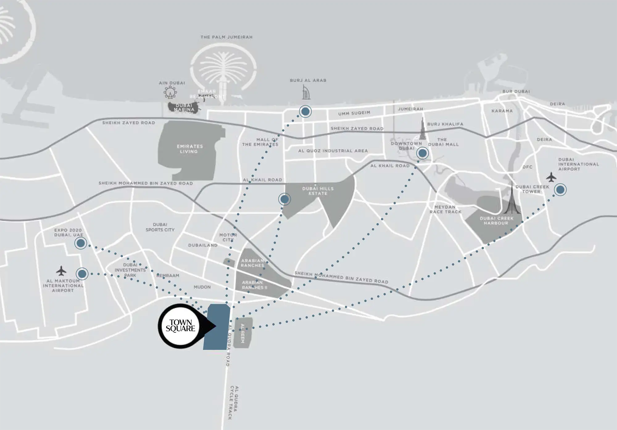 Augusta Location Map - Town Square Dubai