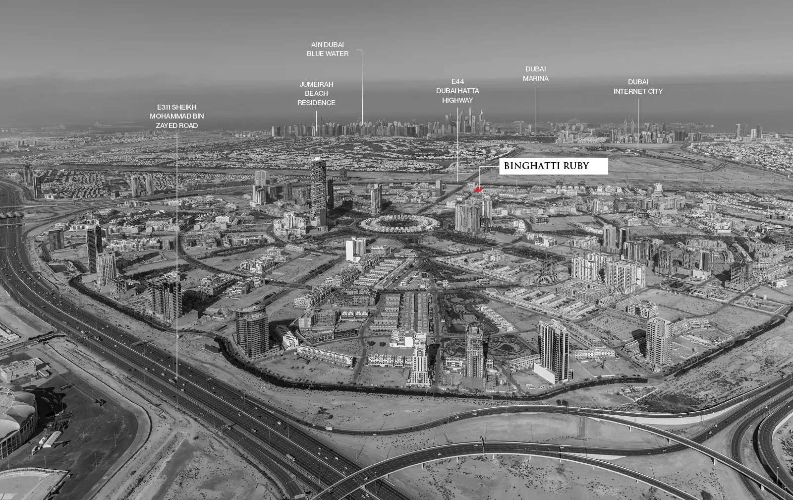 Binghatti Ruby Residences at JVC Location Map