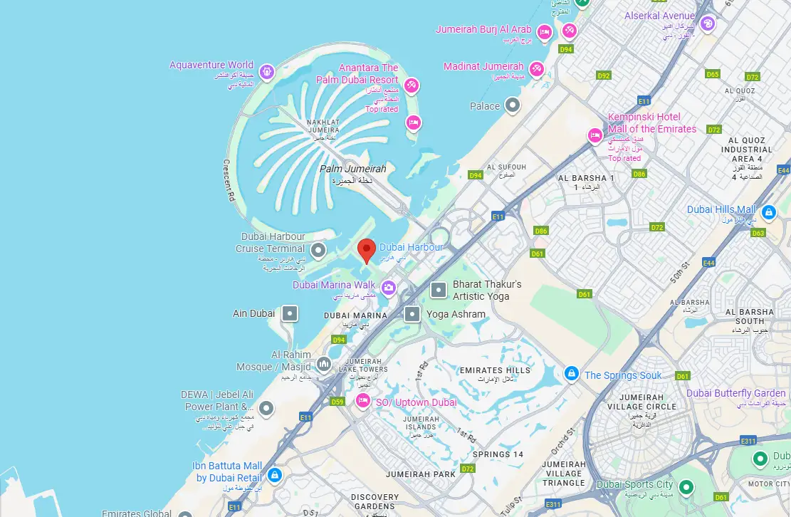 The Dubai Beach Edition, Dubai Harbour Location