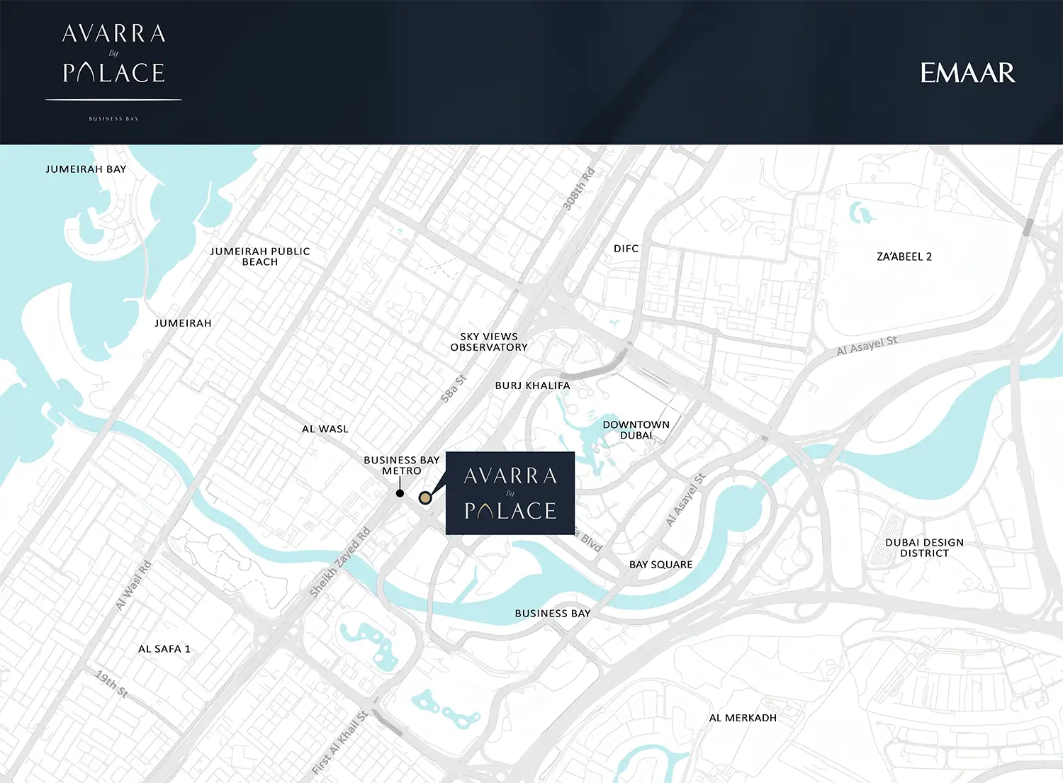 Avarra by Palace at Business Bay Location