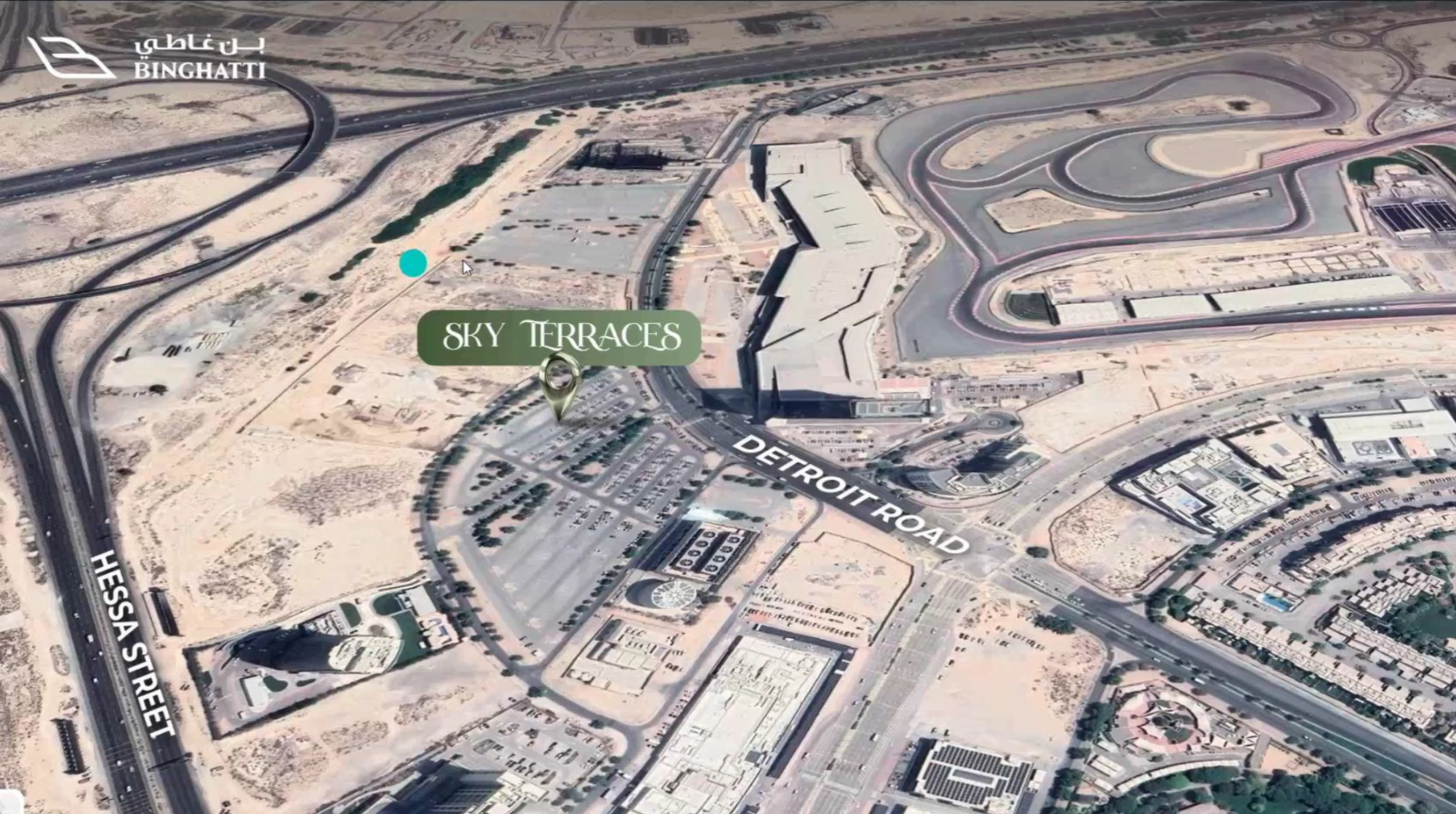 Binghatti Sky Terraces at Motor City Dubai Location